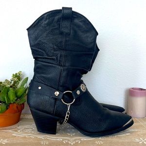 New Dingo goth harness biker boots new rock demonia 7 vintage western lucchese
